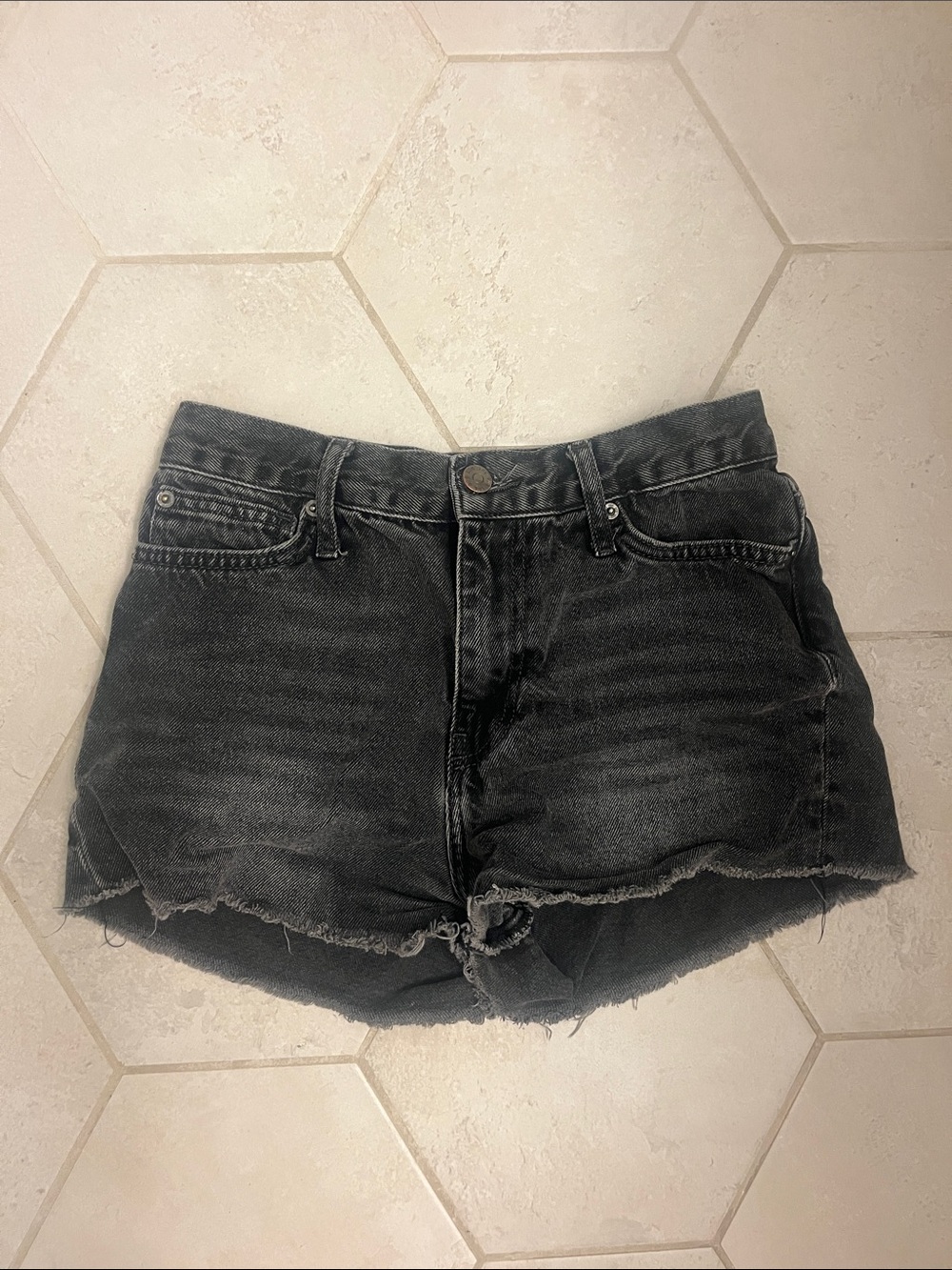 BDG Black Washed Distressed High-Rise Jean Shorts